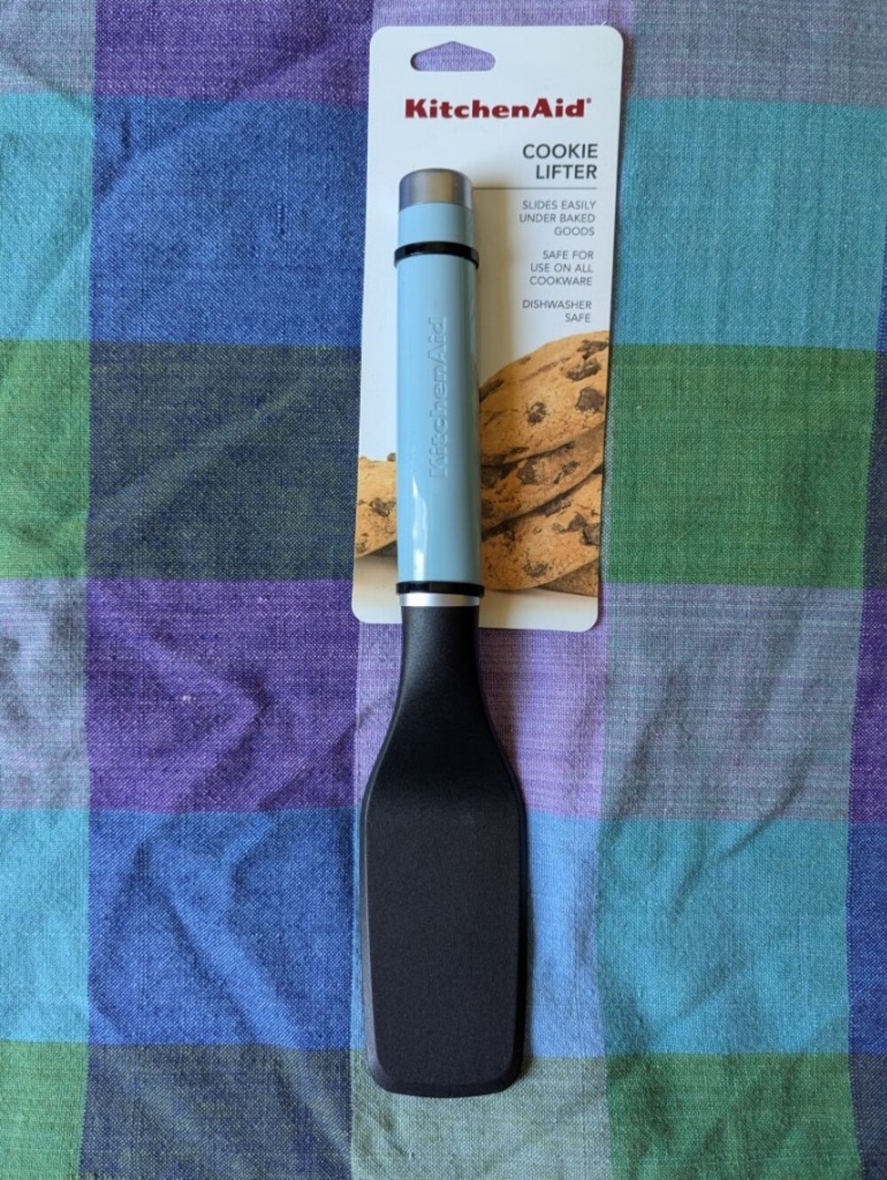 Brand New KitchenAid Blue & Black Silicone Turner Spatula Perfect Baking Cooking